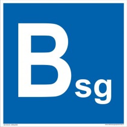 Patalpų kategorijos Bsg ženklas.