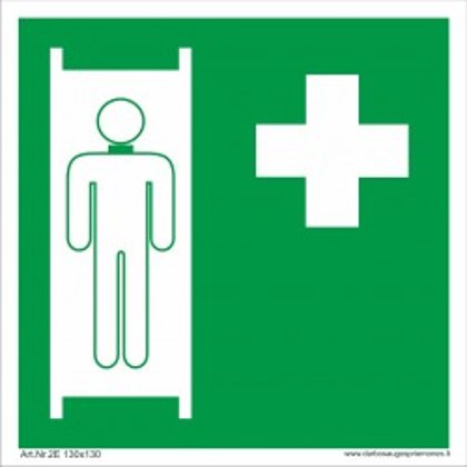 Medicininės pagalbos saugos ženkas "Pirmosios pagalbos neštuvai".